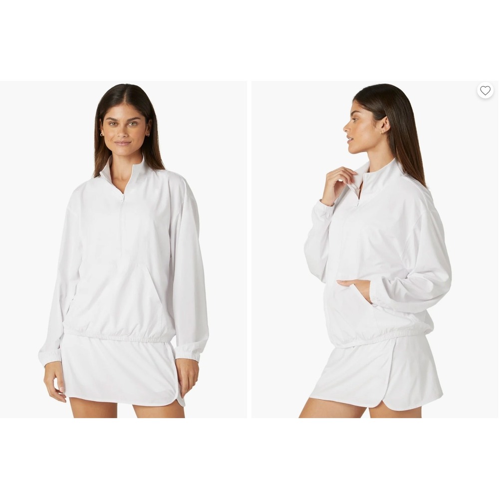 Beyond Yoga In Stride Half Zip Pullover Windbreaker Jacket White Small